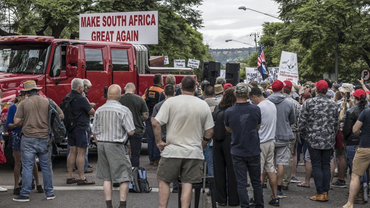 South Africa takes eggs to the streets in Pretoria to thank President Donald Trump