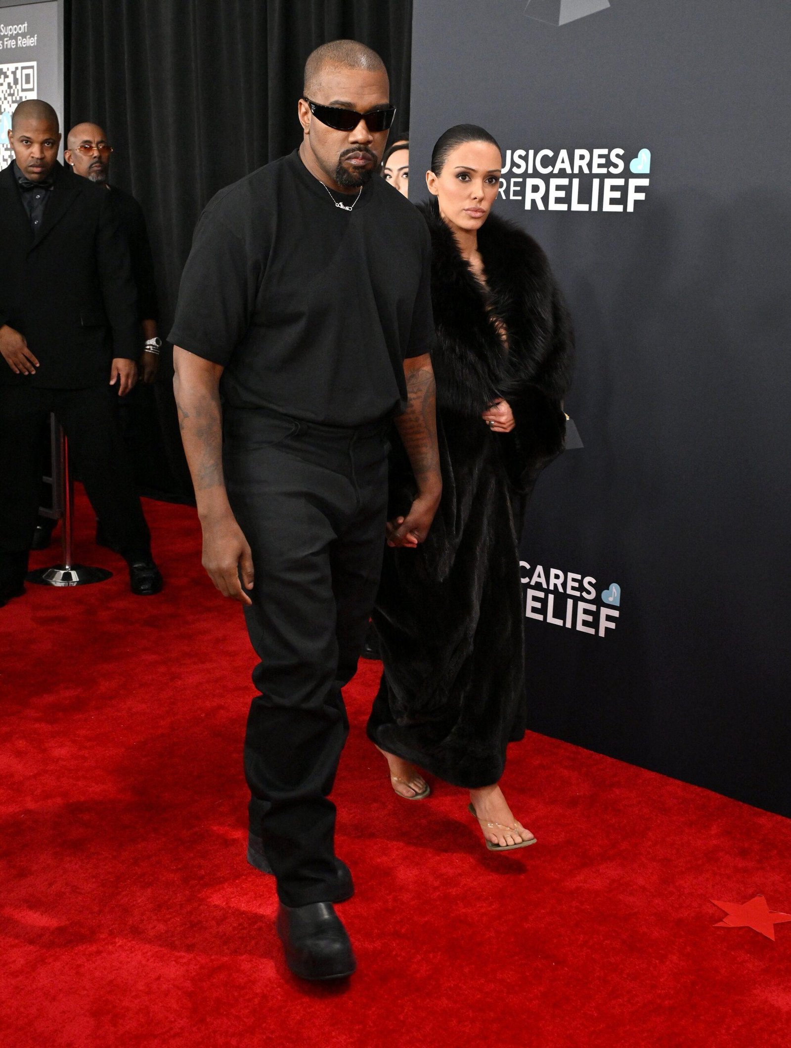 Kanye West and his wife Bianca Siarore at the sixteenth annual Grammy Awards