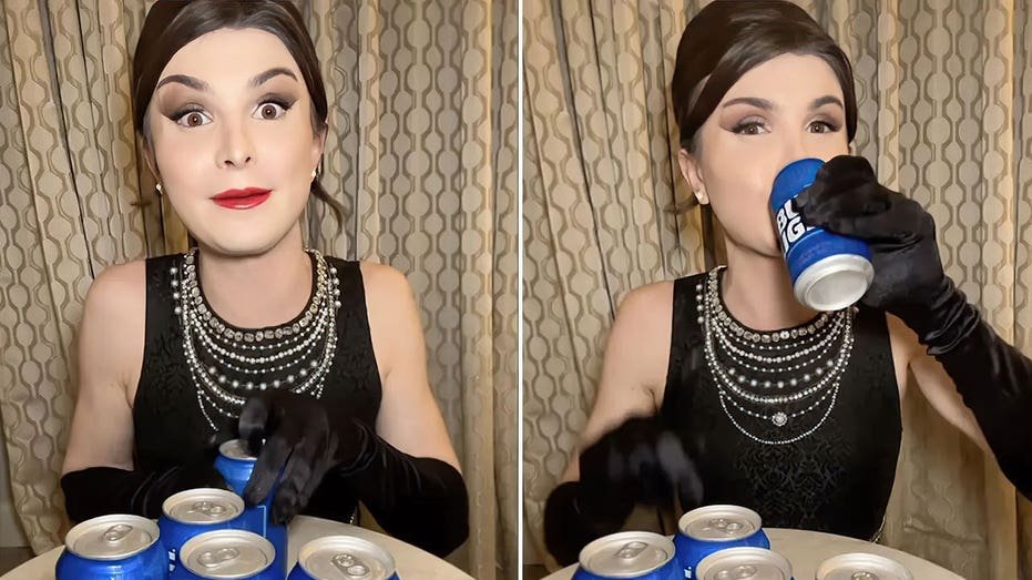 Dylan Mulvaney drinks Bud Light Beer in divided pictures