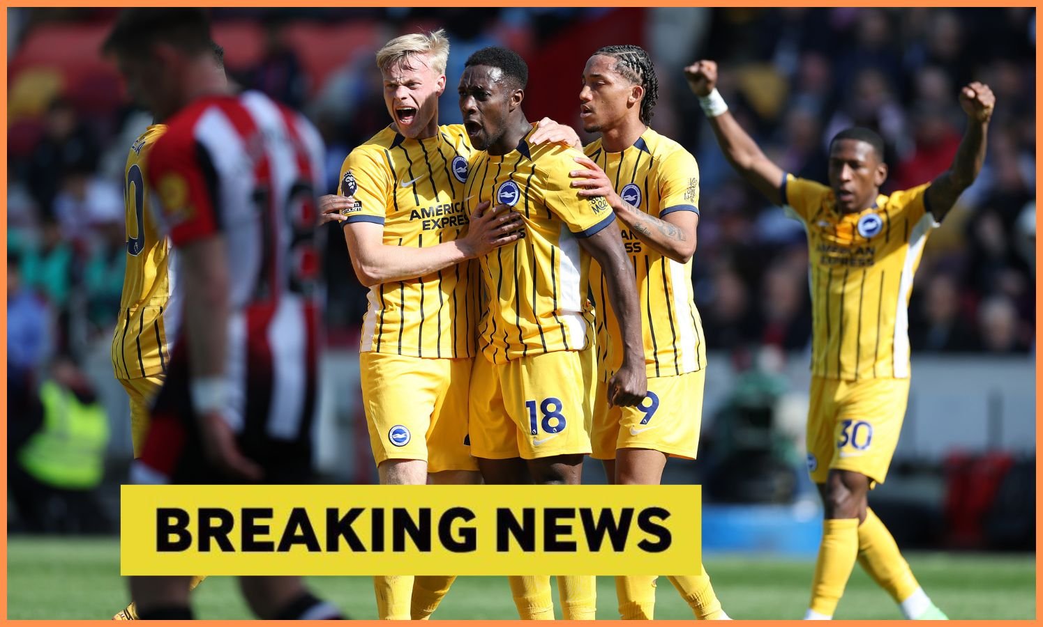 Joao Pedro celebrates his teammates