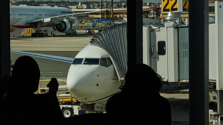 Boeing Max 8 at the airport portal