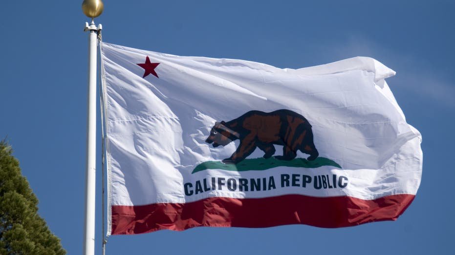 California flag waves on the pole
