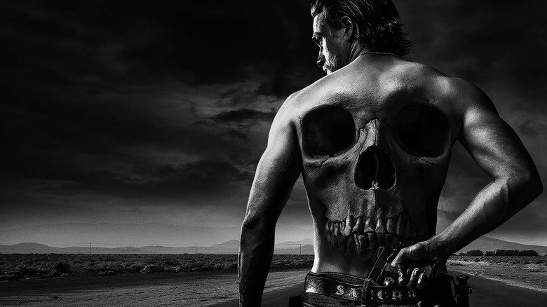 Jax Teller's chaos poster with Back Tattoo skull