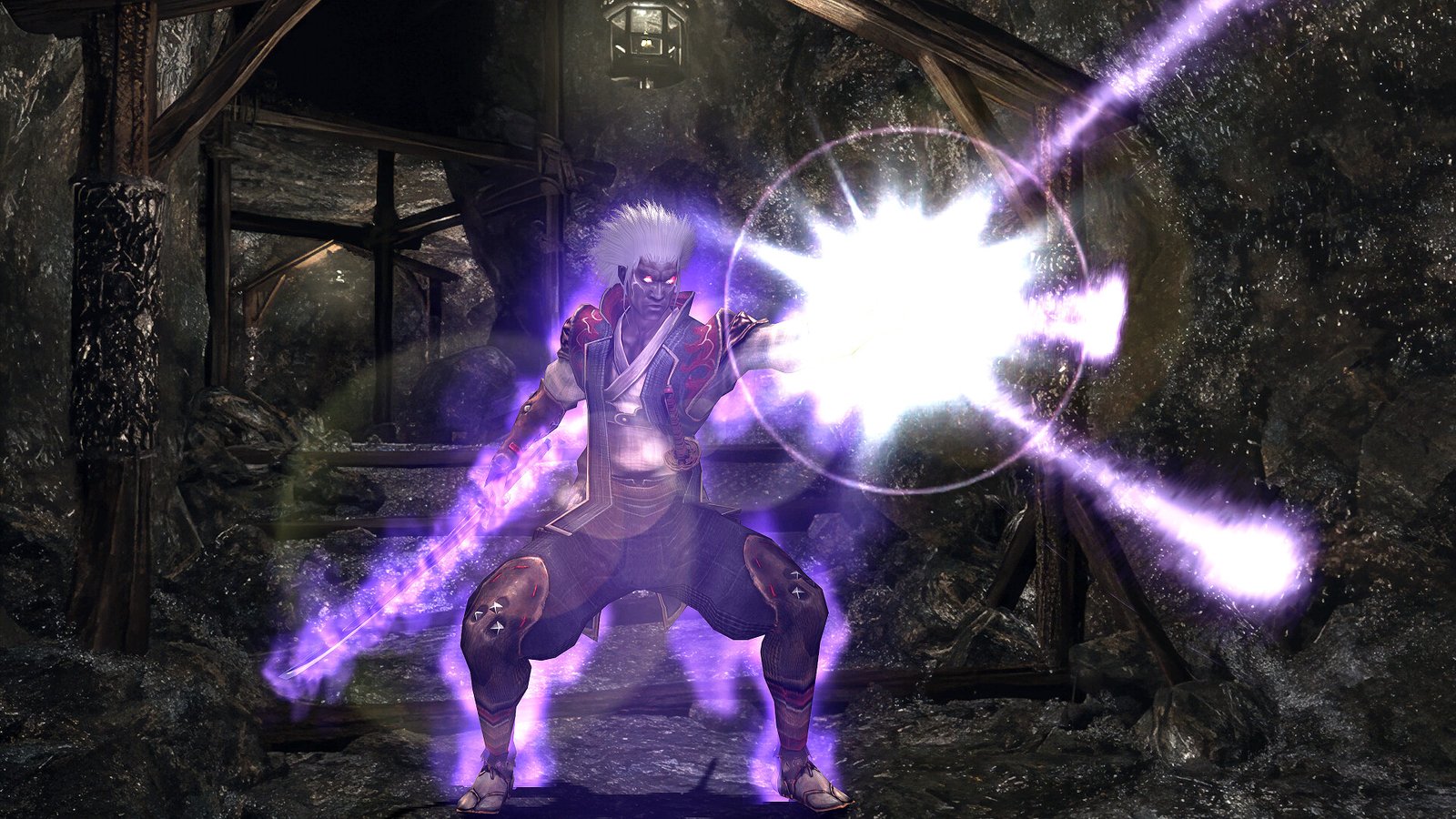 The character absorbs a spirit in Remaster Onimusha 2.