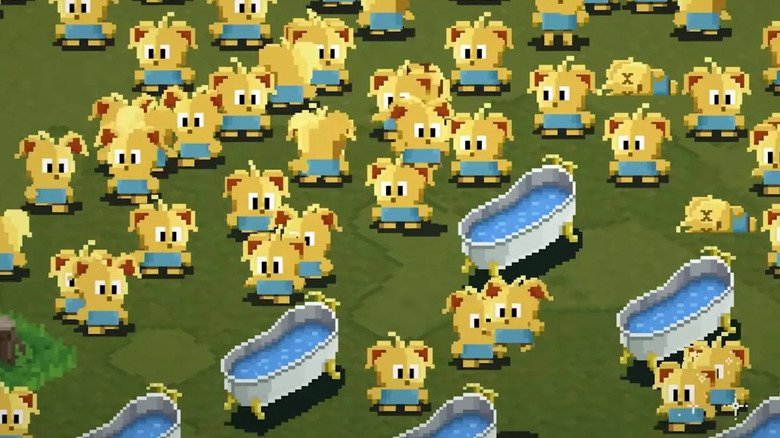 The crowd as much as the eye can see in the video game to Black Mirror.