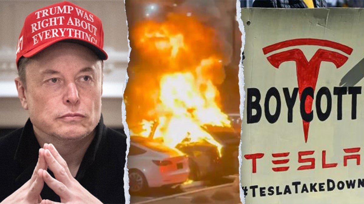 Elon Musk, Tesla Fire and Tesla Conster Poster