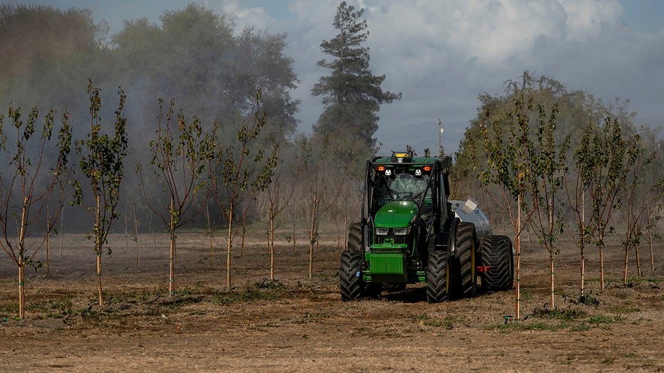 Deree goes without a driver outside the Middle West farms to alleviate the work crisis