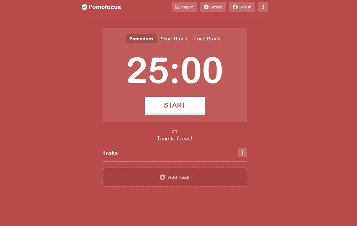 Screen snapshot of pomofocus.