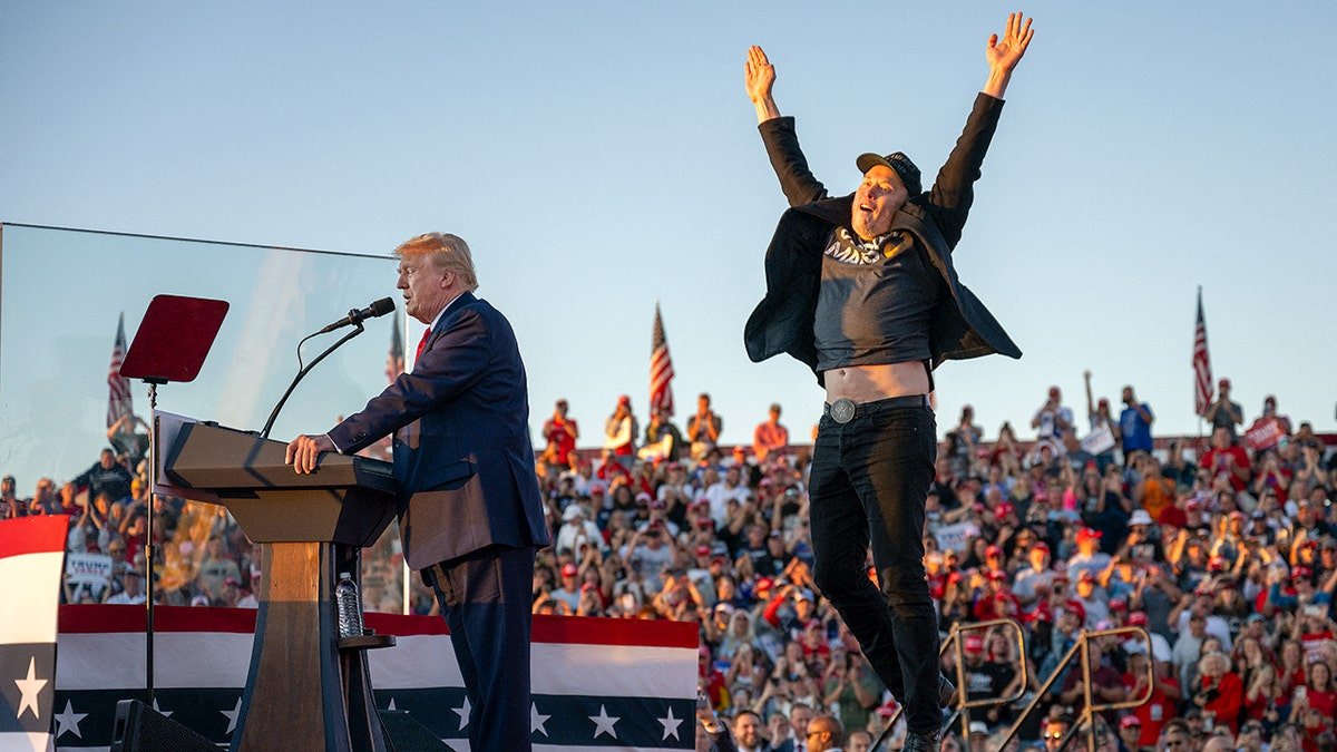 Elon Musk jumps to the state joining former President Donald Trump during a campaign in Pennsylvania.