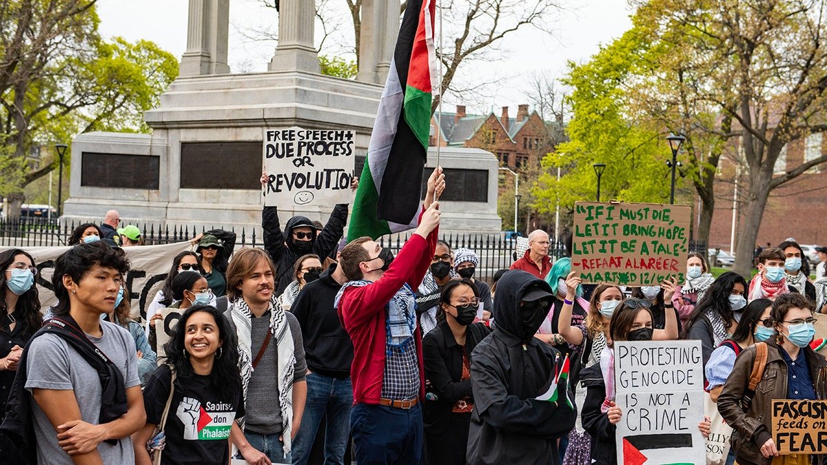 Harvard protester, the Palestinian flag