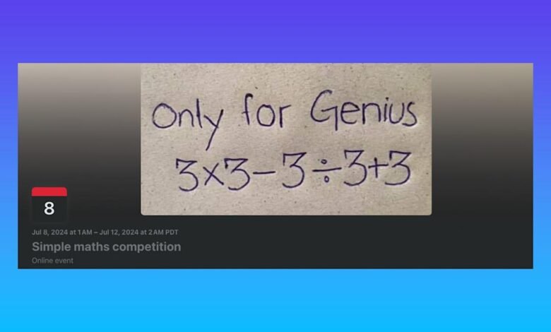 A fake Facebook event disguised as a math problem has.jpeg