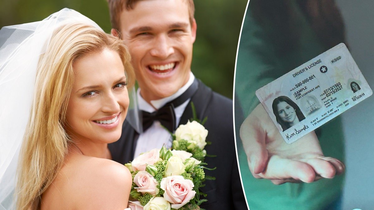 Married couple photo album, left; Real ID card, right