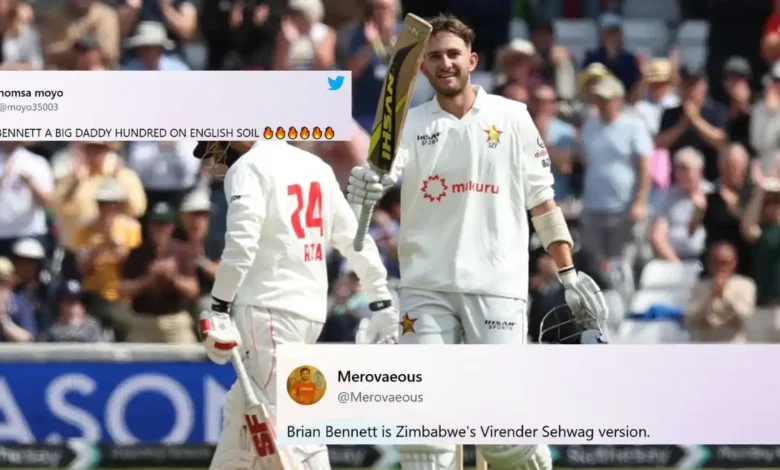 ENG vs ZIM Fans erupt as Brian Bennett hits a.webp.webp
