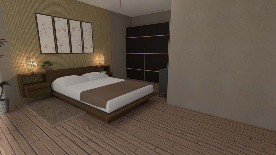 The final render of a bedroom made with Planner 5D.