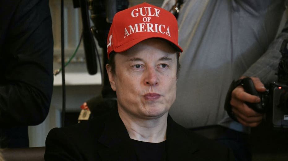 Elon Musk at the Council of Ministers wearing the Gulf of America hat