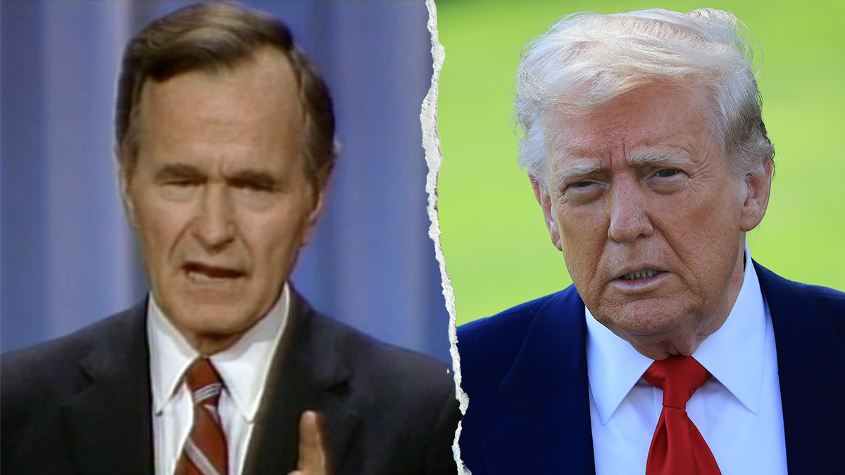 George W. Bush, left; Donald Trump, right