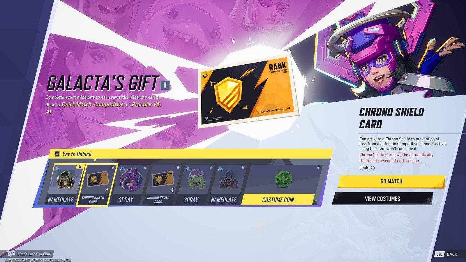 Chrono SHIELD Card from the latest Galacta gift event (Activision)