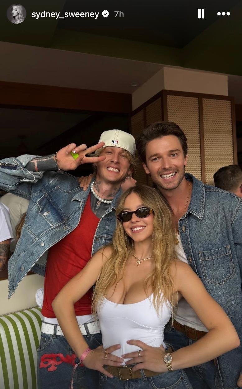 Sydney Suene with MGK and Patrick Schwarznegger