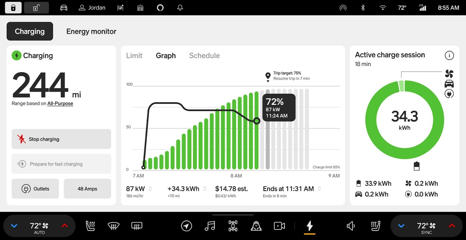 The new trip goal tells the owner when getting enough energy.