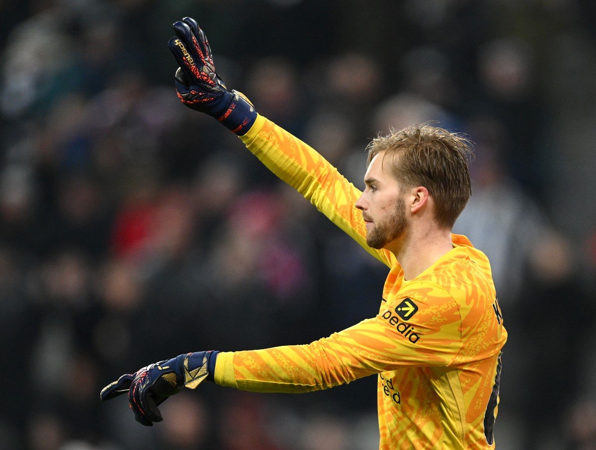 Caoimhin Kelleher at work for Liverpool