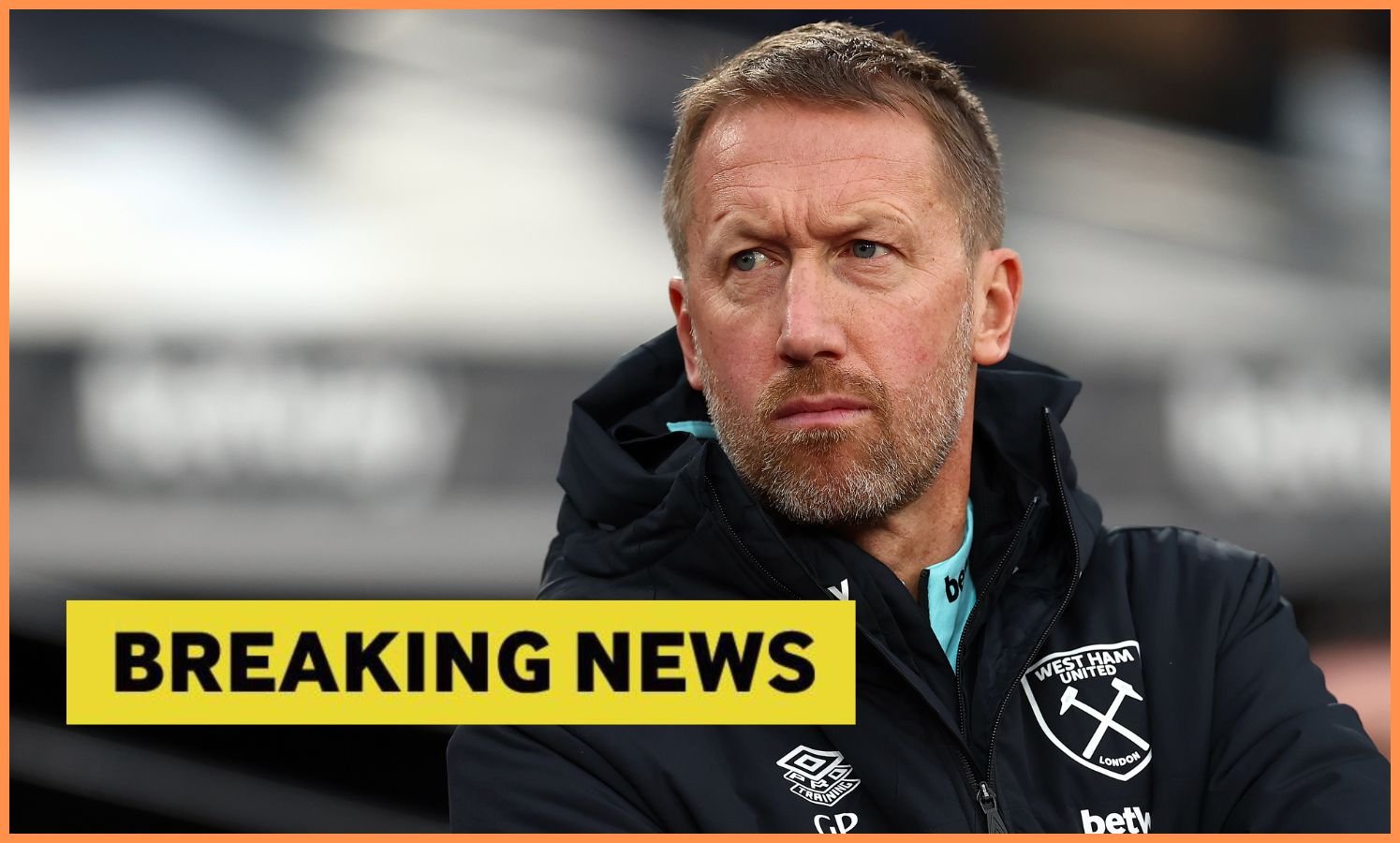 Graham Potter looks, in addition to a sign 