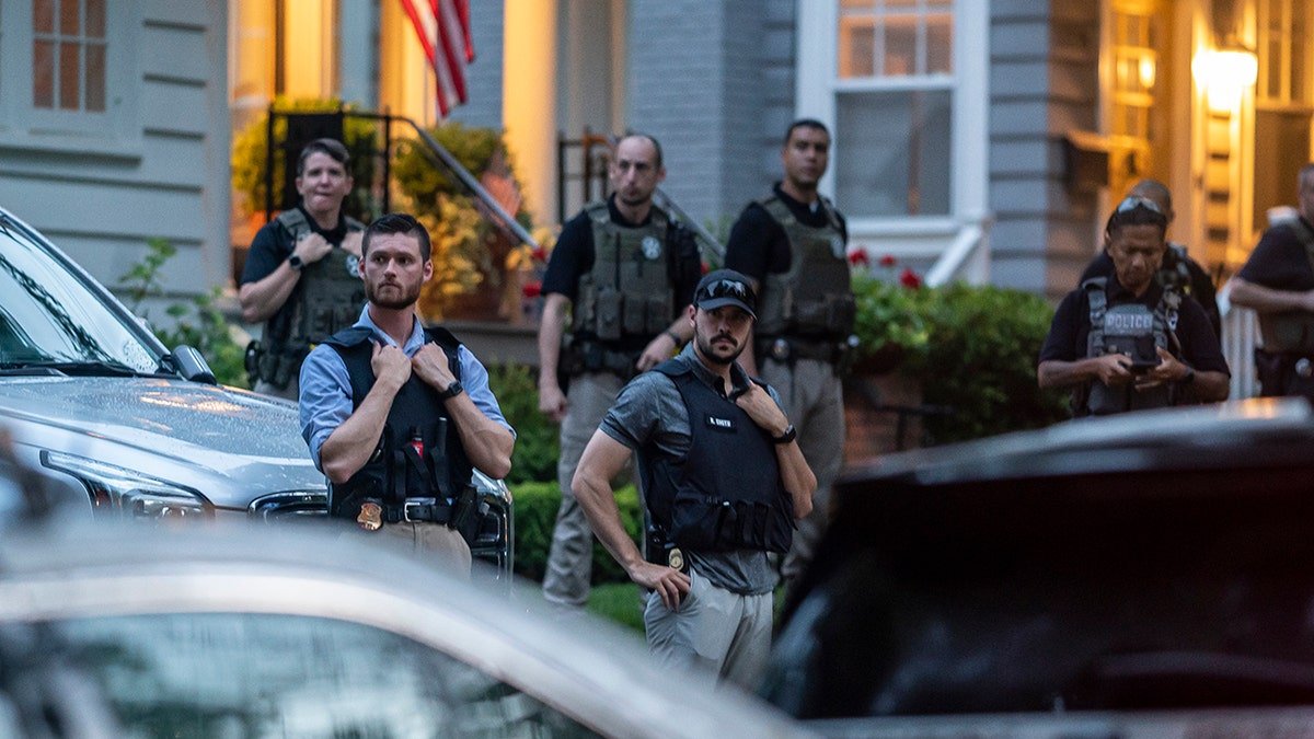 Police outside the house of Judge Brett Cavano