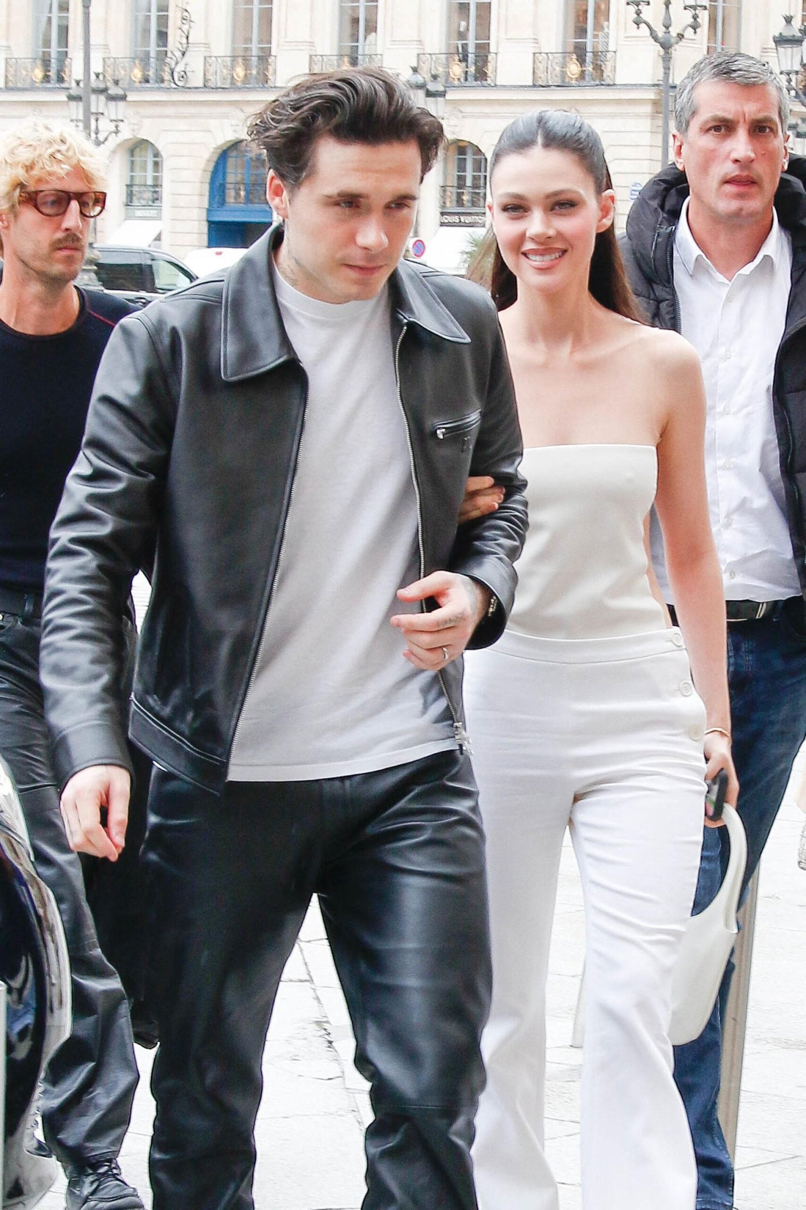 Brooklyn Beckham and Nicolas Bilz arrived at their hotel during the Paris Fashion Week