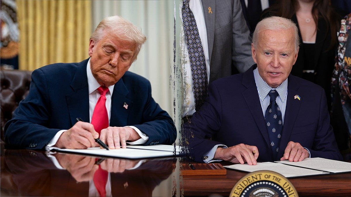 Trump signing ceremony; Biden signature