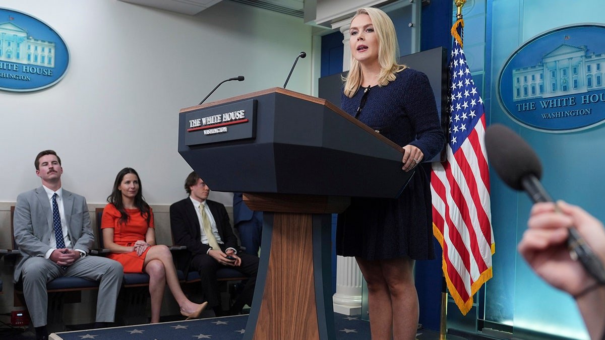 White House press secretary Caroline Levitte speaks during a briefing at the White House, June 3, 2025, in Washington.