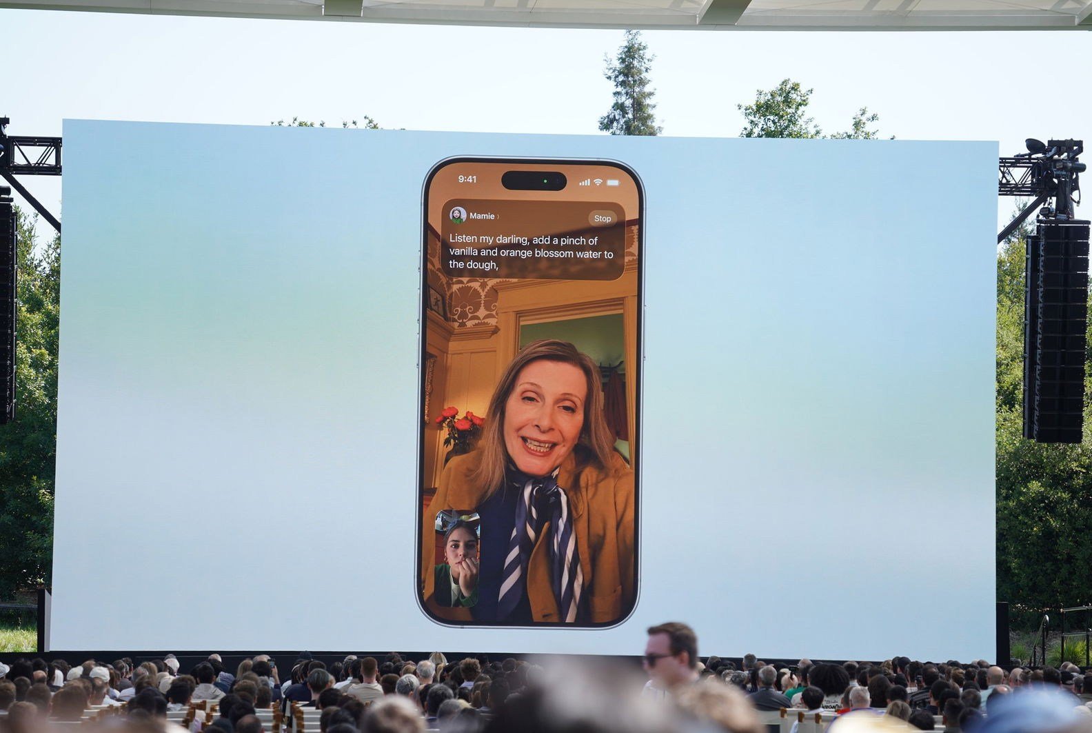 A picture of the live translation of the FaceTime call in iOS 26.