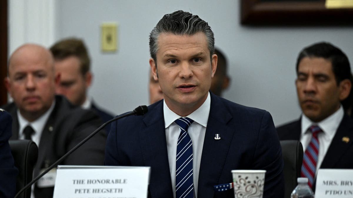 US Defense Minister Beit Higseth will attend a supervising session of the Defense Committee in the House of Representatives in the Capitol Hill in Washington, the United States, June 10, 2025.