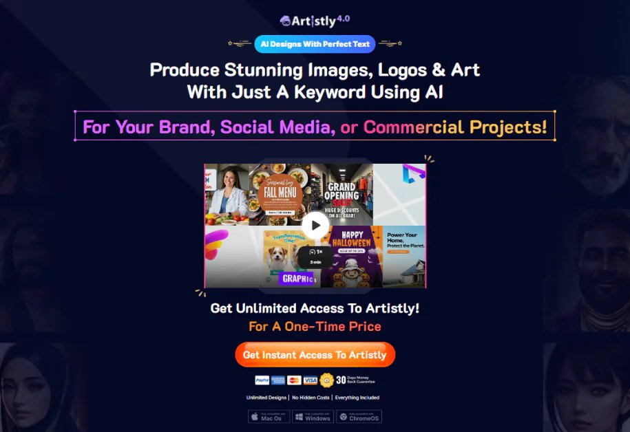 The Artistly homepage.
