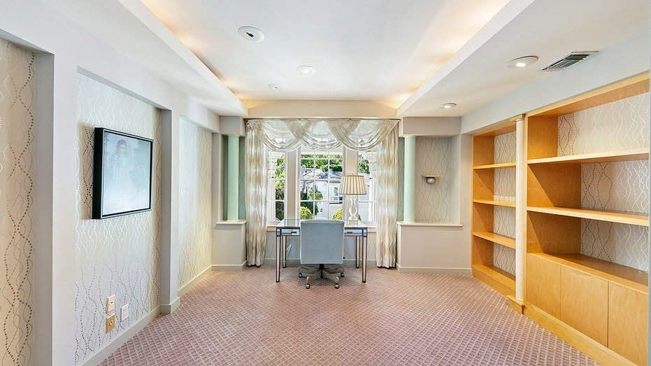 The upper floor also includes an office.