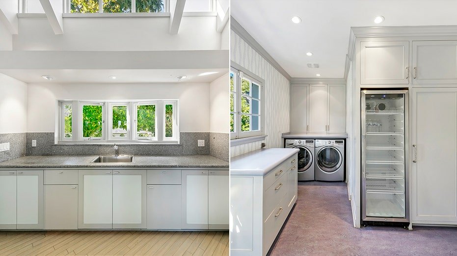 The dining room is connected to the washing room.