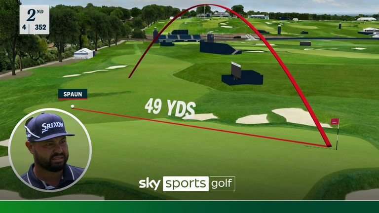 JJ Spaun strikes the pin is open
