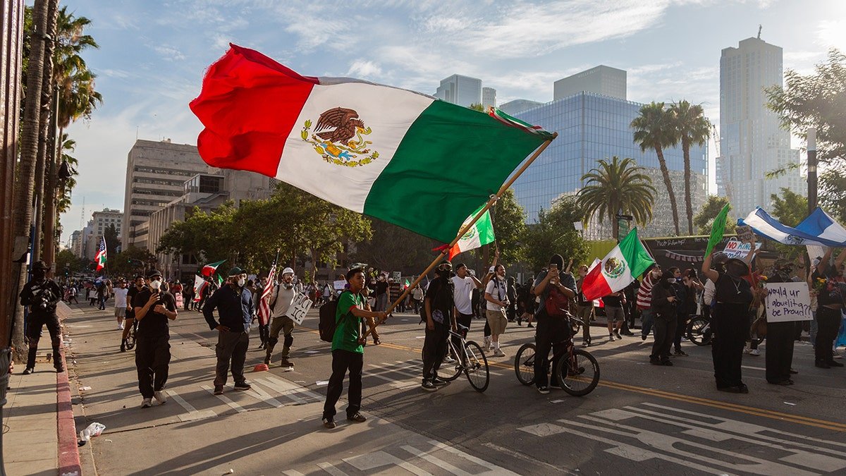 The flags have passed the anti -ice riots in Los Angeles.