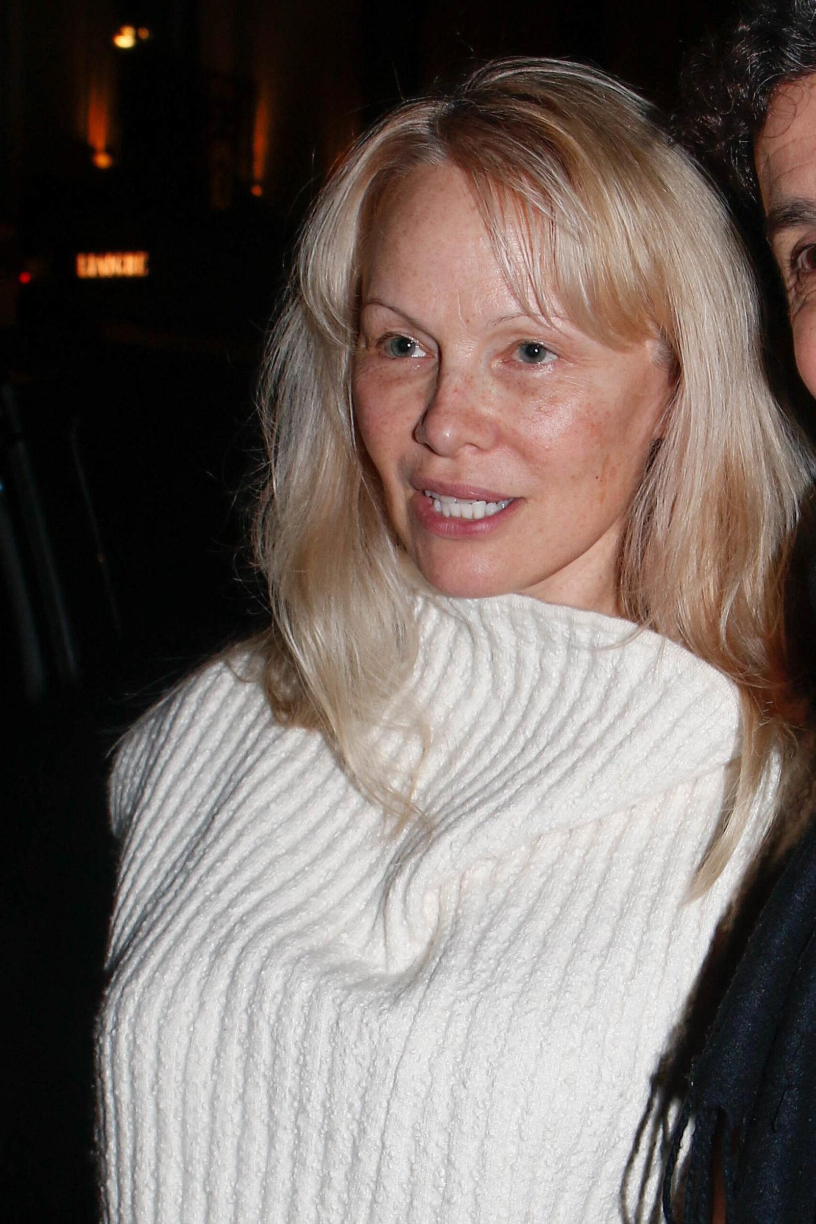 Pamela Anderson arrives at its hotel during the Paris Fashion Week