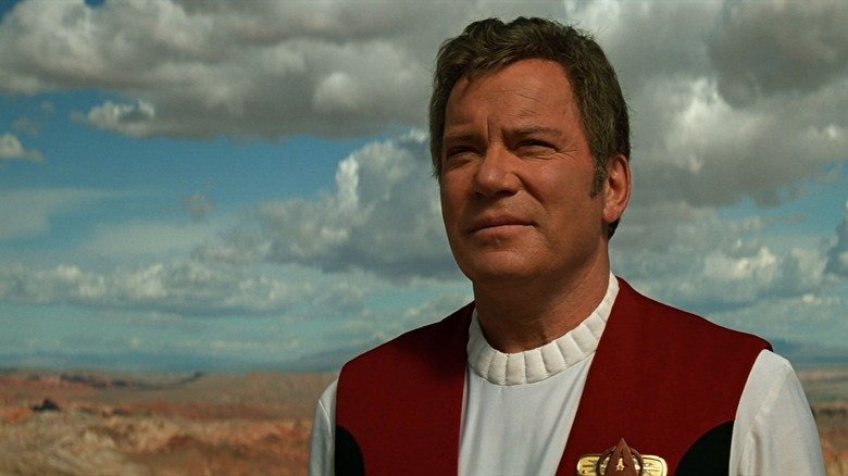 Kirk on top of the mountain in Star Trek: Generations