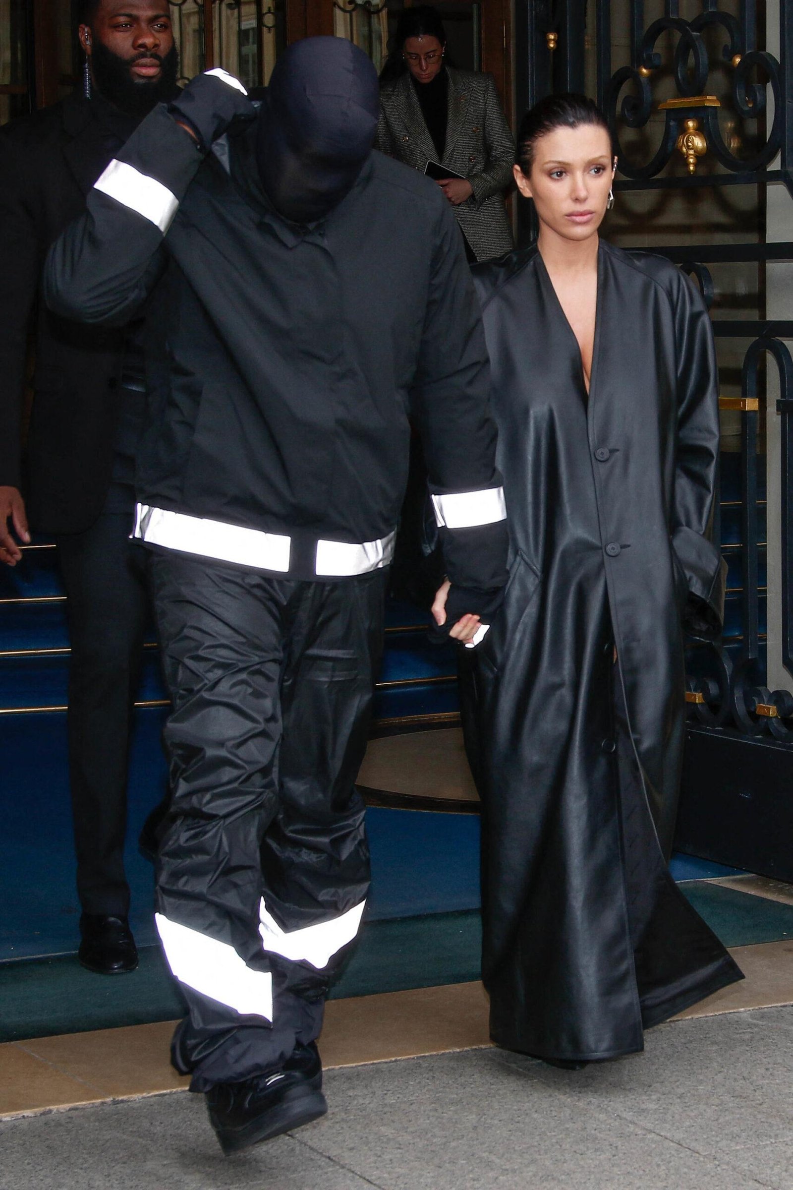 Kanye West and Penica Serori leave their hotel side by side in Paris