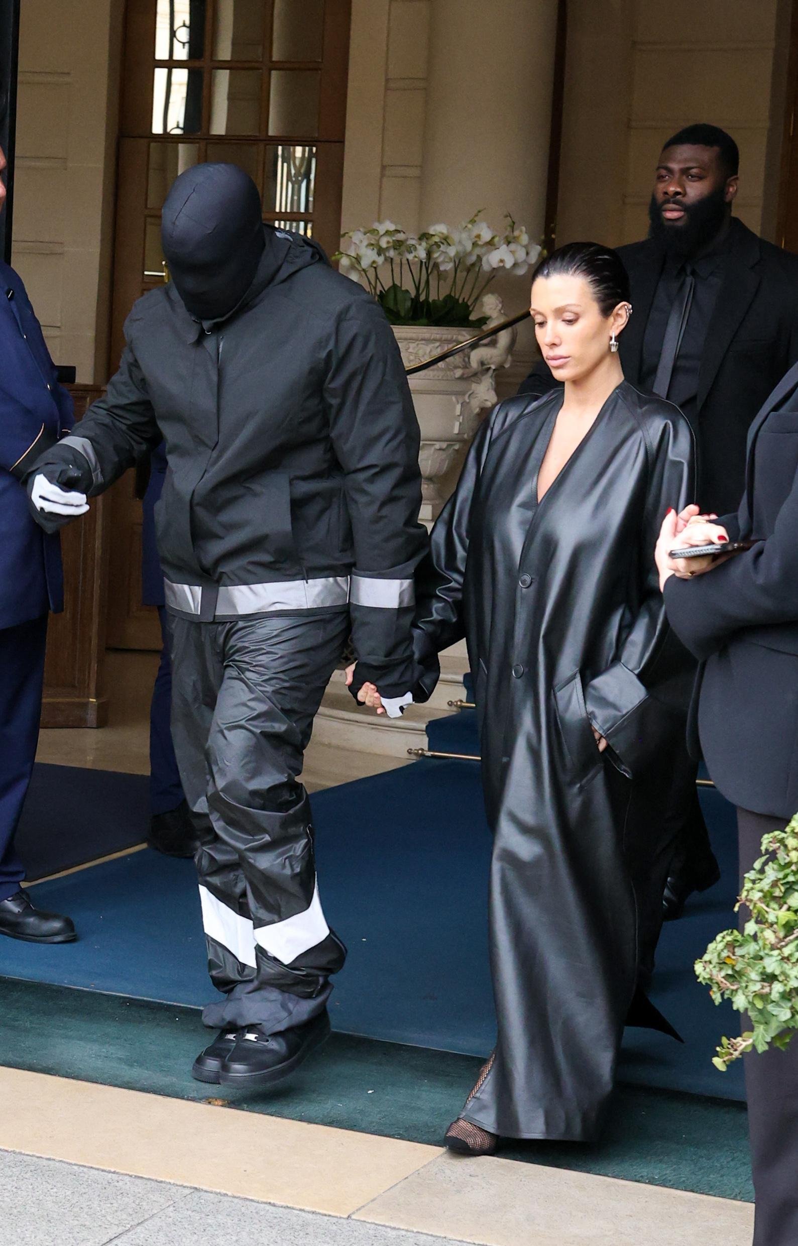 Kanye West and Penica Serori leave their hotel side by side in Paris
