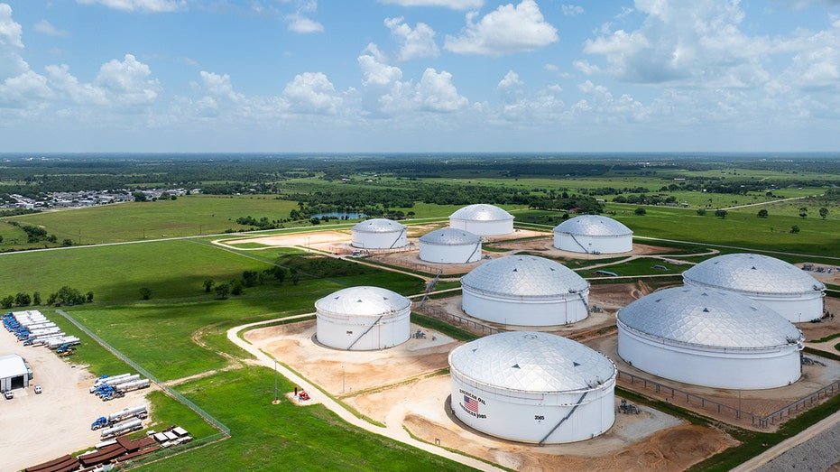 Oil storage tanks in Celly, Texas