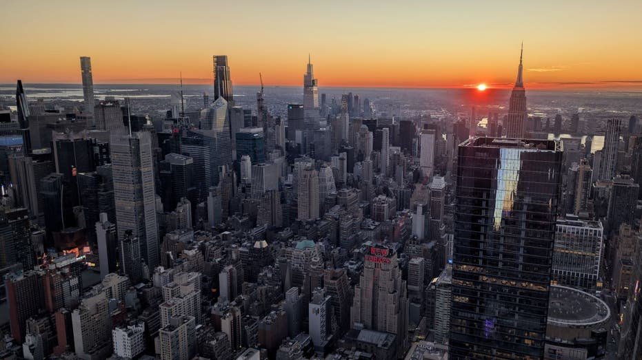 New York City horizon at sunrise