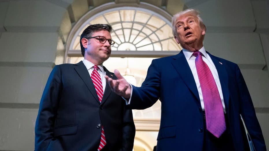 President Donald Trump and speaker Mike Johnson