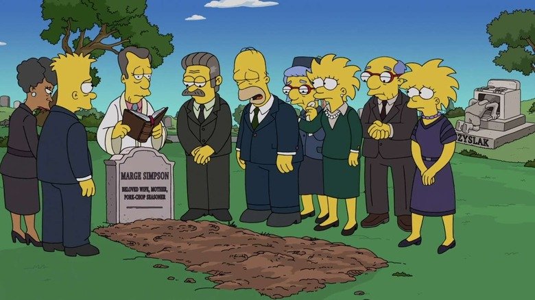 Homer screams while the family gathered for a Margon funeral in the Simpson family