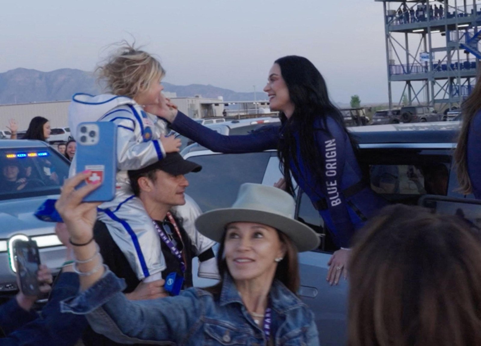 Katie Perry says goodbye to her daughter, Daisy Dove and her husband, Orlando Bloom, before she was launched on the NS-31 mission of Blue Origin on April 14th.