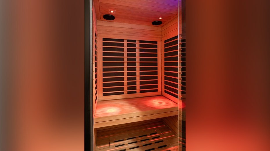 The lower floor includes infrared sauna.