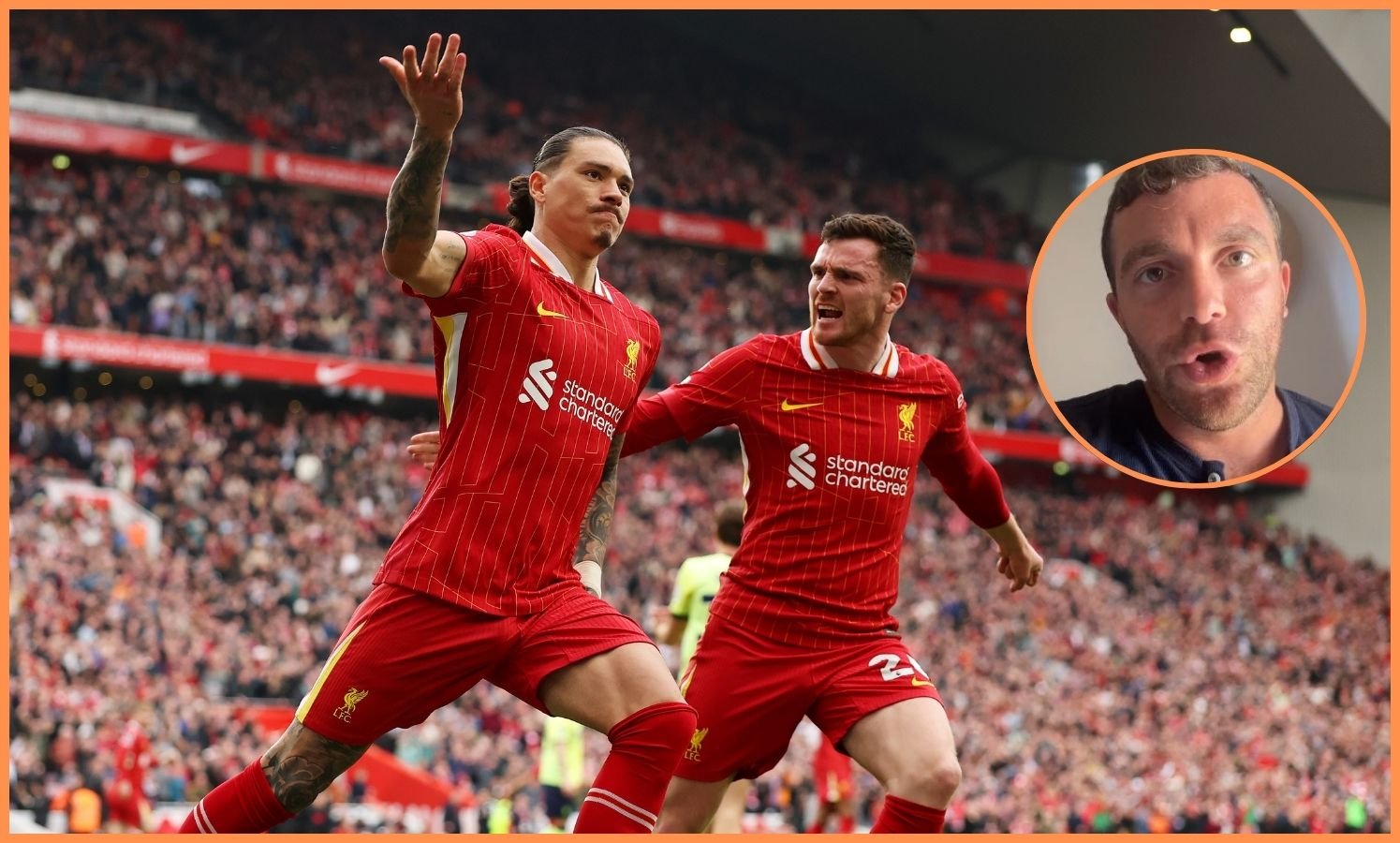 Darwin Nunez and Andrew Robertson celebrates Liverpool against Southampton