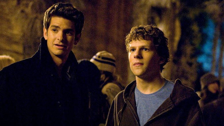Eduardo and Mark look at someone who was surprised by the social network