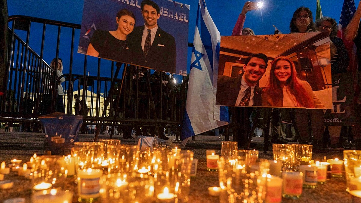 A memorial for two employees at the Israeli embassy who shot a killer in the capital