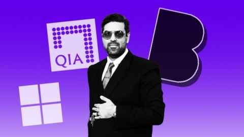 Saachin Dev Duggal surrounded by QIA, Builder.ai and Microsoft slogans